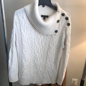 BR cable knit, cowl neck sweater; last call: 05/01